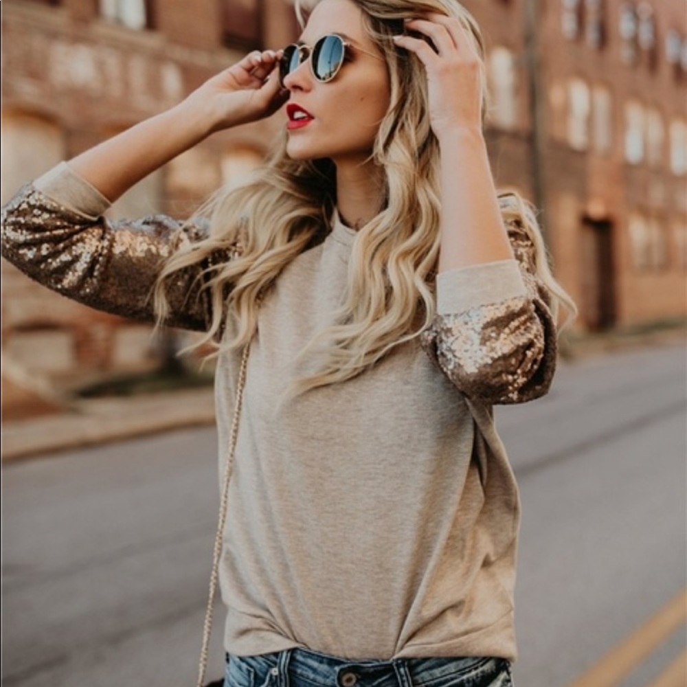 Rose Gold Sequin Sweater